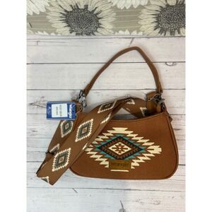 Wrangler Aztec Print Crossbody Bag Brown Southwestern Guitar Strap